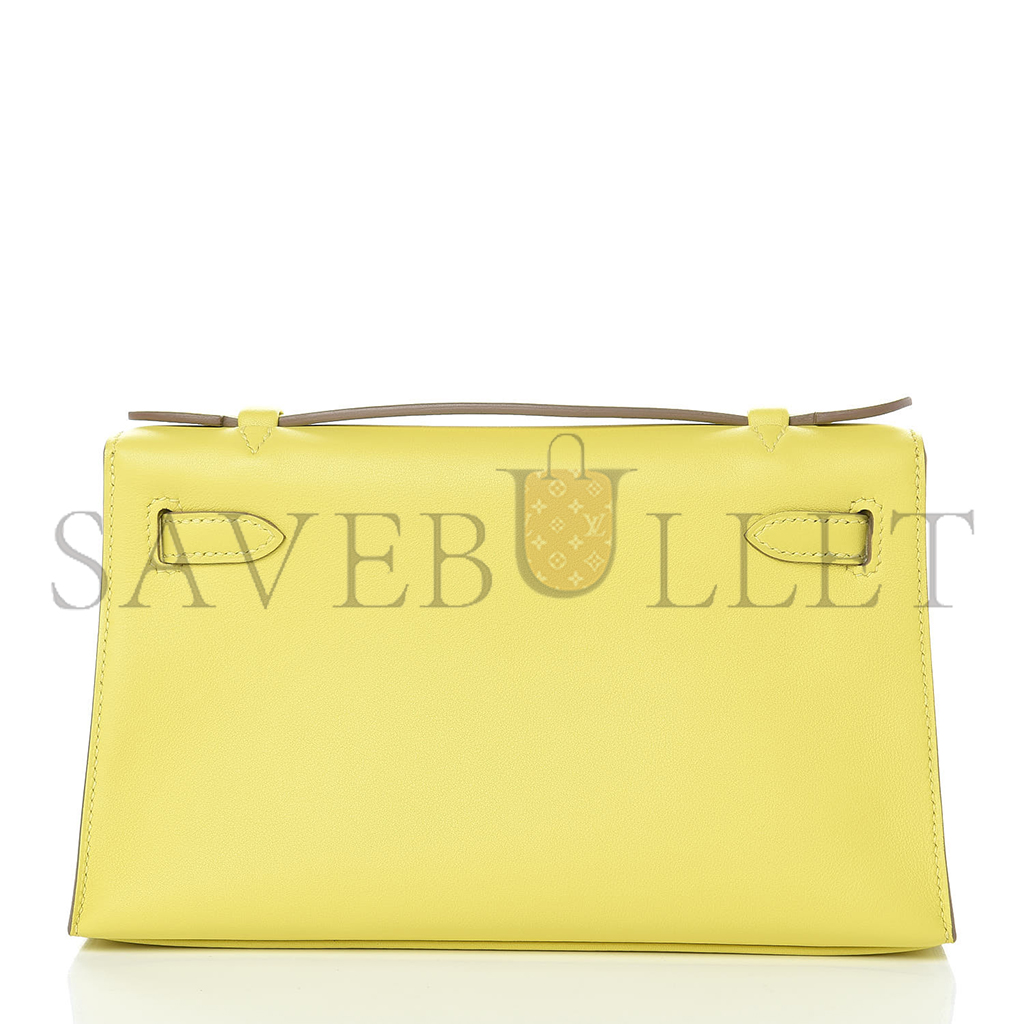 HERMÈS SWIFT KELLY POCHETTE CLUTCH YELLOW (22*14*7cm) 